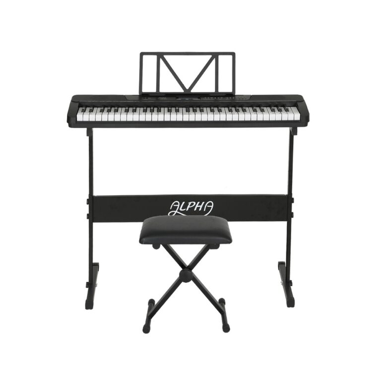 Alpha 61 Keys Electronic Piano Keyboard Digital Electric w/ Stand Stool Touch EK-JK-62-BK-H-B01