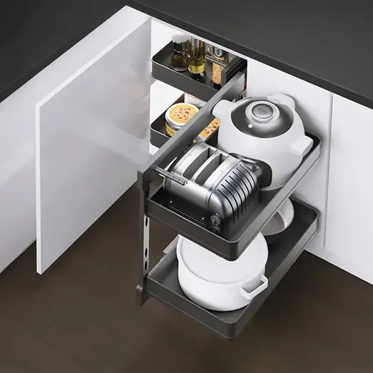 Slate Show Hand Magic Corner II Pull Out Kitchen Storage ELITEMC2-S-4469