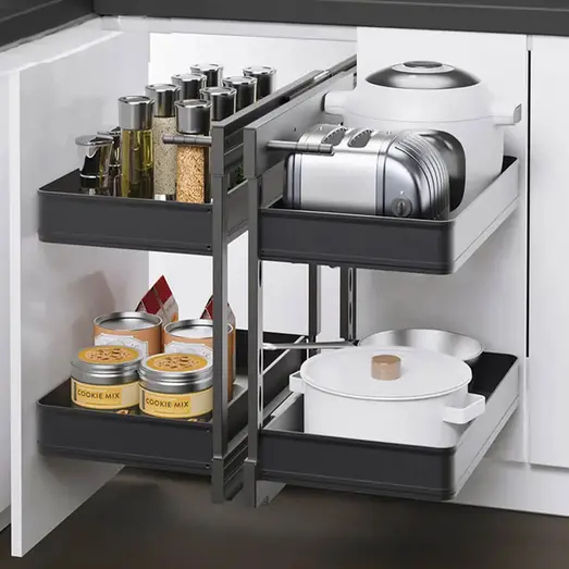 Slate Show Hand Magic Corner II Pull Out Kitchen Storage ELITEMC2-S-4469
