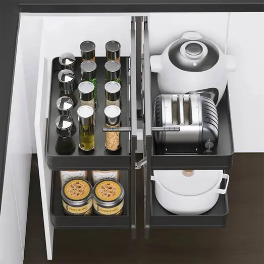 Slate Show Hand Magic Corner II Pull Out Kitchen Storage ELITEMC2-S-4469
