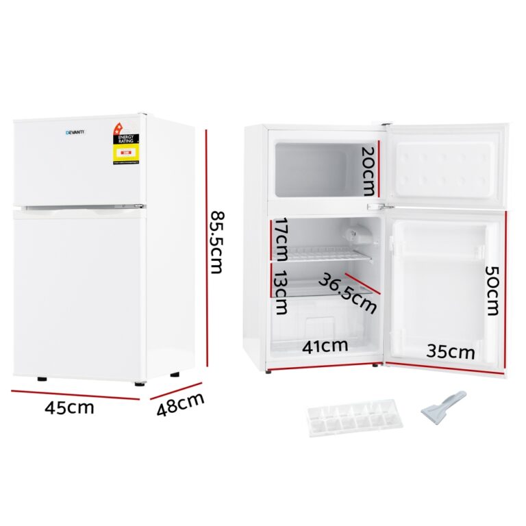 Devanti 80L Bar Fridge Mini Freezer Refrigerator White BF-F-D-90L-WH