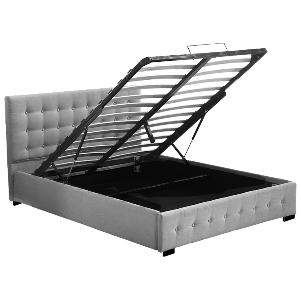 Levede Queen Bed Frame Fabric Tufted Grey BF1008-Q-GR