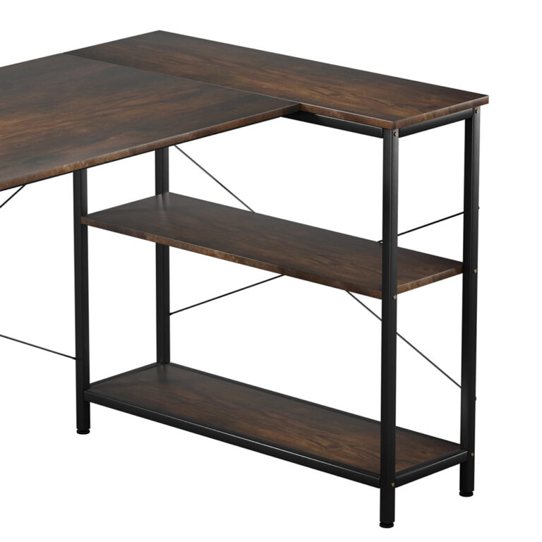 Levede L Shaped Computer Desk Corner Desk Brown DH1052-100-BR