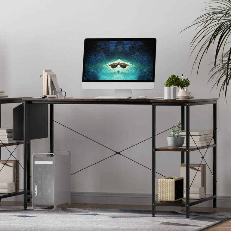 Levede L Shaped Computer Desk Corner Desk Brown DH1052-100-BR