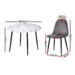 Artiss Dining Table and 4 Chairs Set Marble Grey DSET-MAR75-VEL01-GYX4