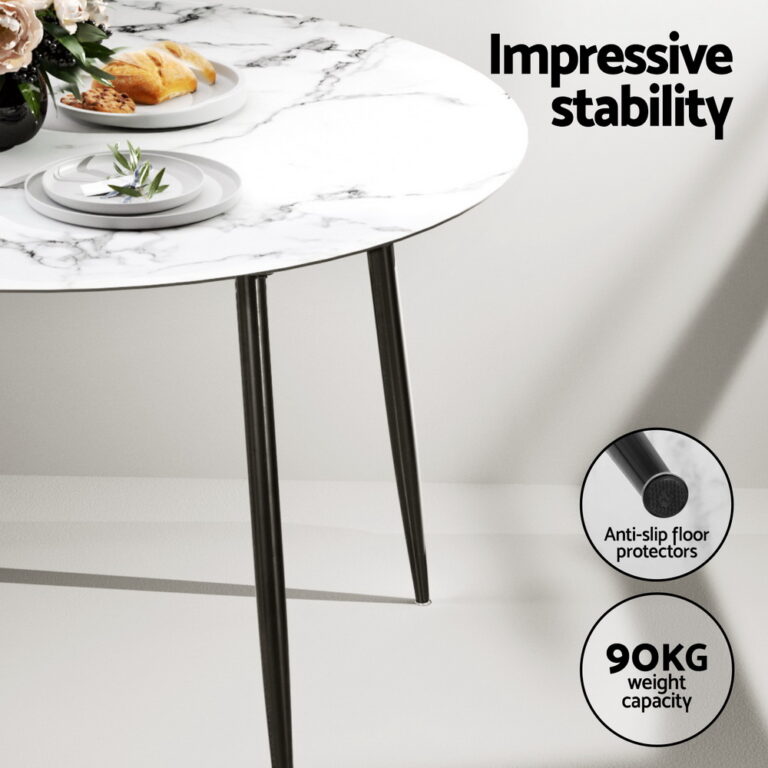 Artiss Dining Table and 4 Chairs Set Marble Grey DSET-MAR75-VEL01-GYX4