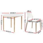 Artiss Dining Table and 4 Chairs Set White Wood DSET-TAB01-086-WHX4