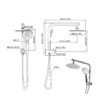 Shower Head High Pressure Set Rain Round Silver BS0110-SL