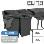 Domestique PLUS 60L Twin Slide Out Concealed Waste Bin with Soft Close EL-450-2-4099-D