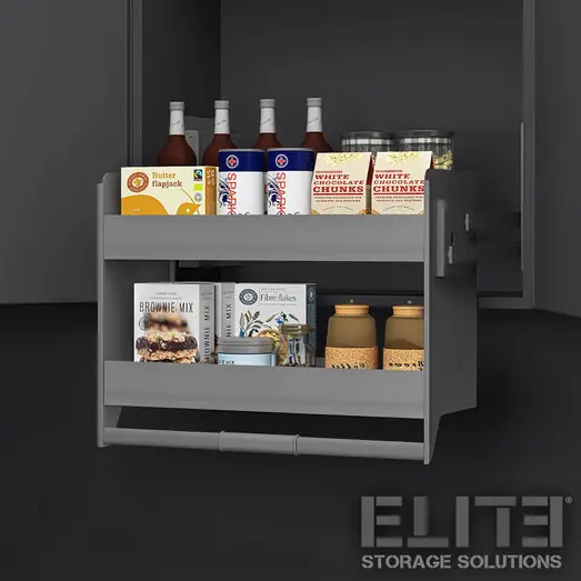 Nero Pull Down 2-Tier Wall Cabinet Unit - for a 600mm Cupboard ELITEPD-N600-1411