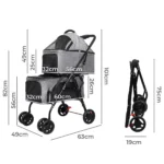 PaWz Two-tier Pet Stroller Double Dog ST1010-GY