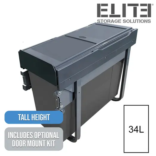 Domestique PLUS 34L Single Slide Out Concealed Waste Bin EL-300-1-4455-D