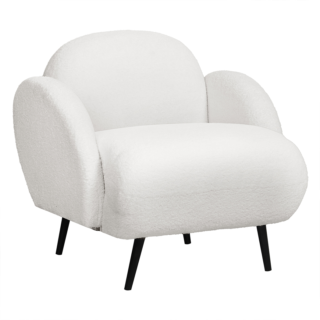 Levede Sofa Chair Fleece Upholstered Single White SF1009-BG