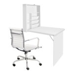 Artiss Computer Desk Office Chair Set PU Leather Wall Mount Foldable Table White DESK-WALL-8147-WH