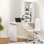 Artiss Computer Desk Office Chair Set PU Leather Wall Mount Foldable Table White DESK-WALL-REPL-WH