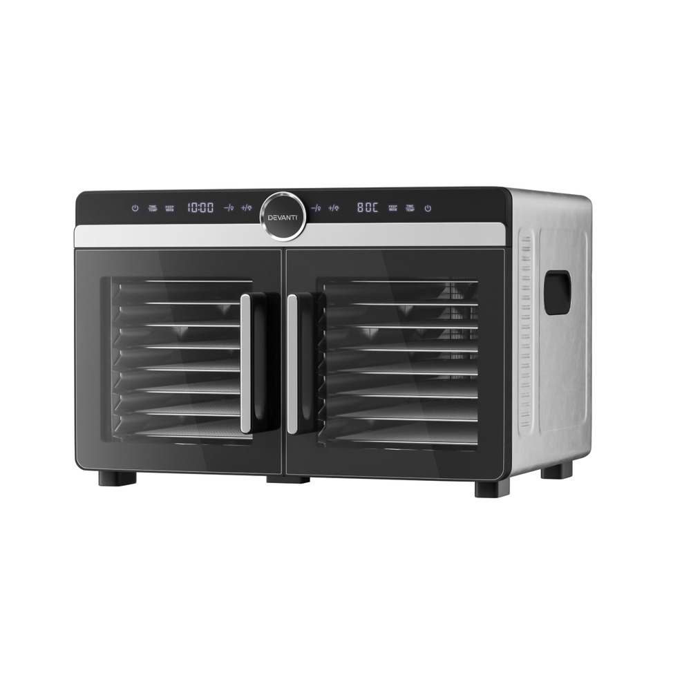 Devanti 16 Trays Food Dehydrator Dual-Zone Stainless Steel FD-E-601A-16T-SS
