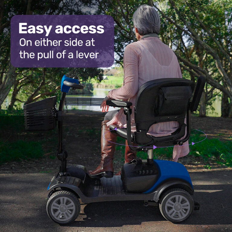 EQUIPMED FreeRoam+ Mid-Sized Lithium Fast Easy Charge Mobility Scooter Blue V219-HMBMSCEQ3LBA