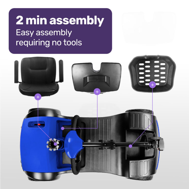 EQUIPMED FreeRoam+ Mid-Sized Lithium Fast Easy Charge Mobility Scooter Blue V219-HMBMSCEQ3LBA