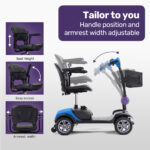 EQUIPMED FreeRoam+ Mid-Sized Lithium Fast Easy Charge Mobility Scooter Blue V219-HMBMSCEQ3LBA