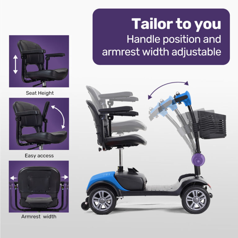EQUIPMED FreeRoam+ Mid-Sized Lithium Fast Easy Charge Mobility Scooter Blue V219-HMBMSCEQ3LBA