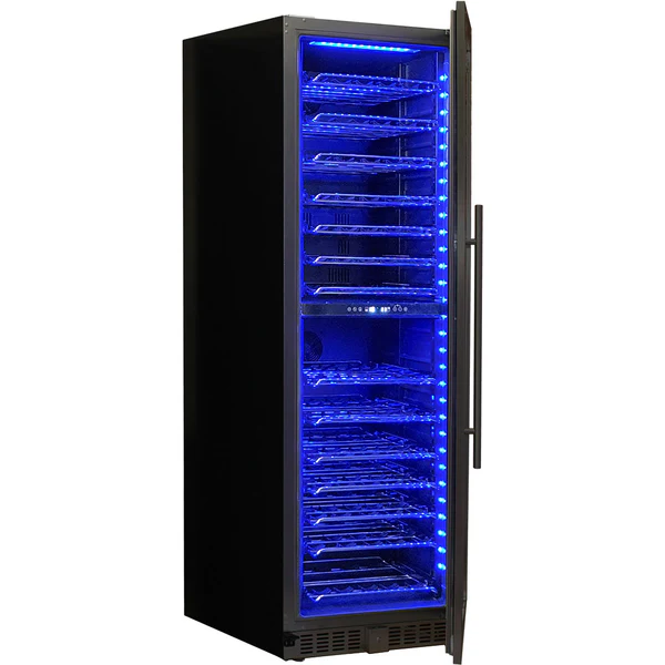 Schmick Black Upright Black Glass Door Dual Zone Wine Refrigerator BD425D-B
