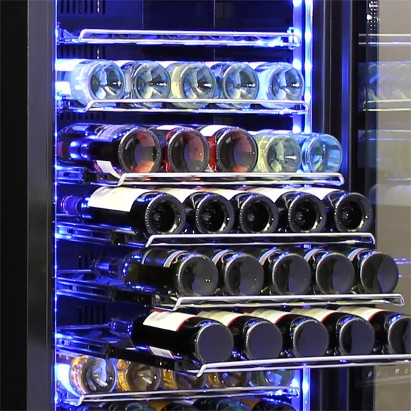 Schmick Black Upright Black Glass Door Dual Zone Wine Refrigerator BD425D-B