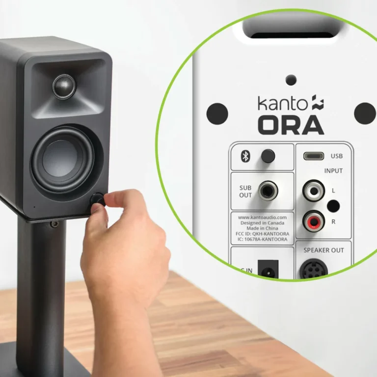 Kanto ORA 100W Powered Reference Desktop Computer Speakers with Bluetooth 5.0 White KO-ORAMW-1