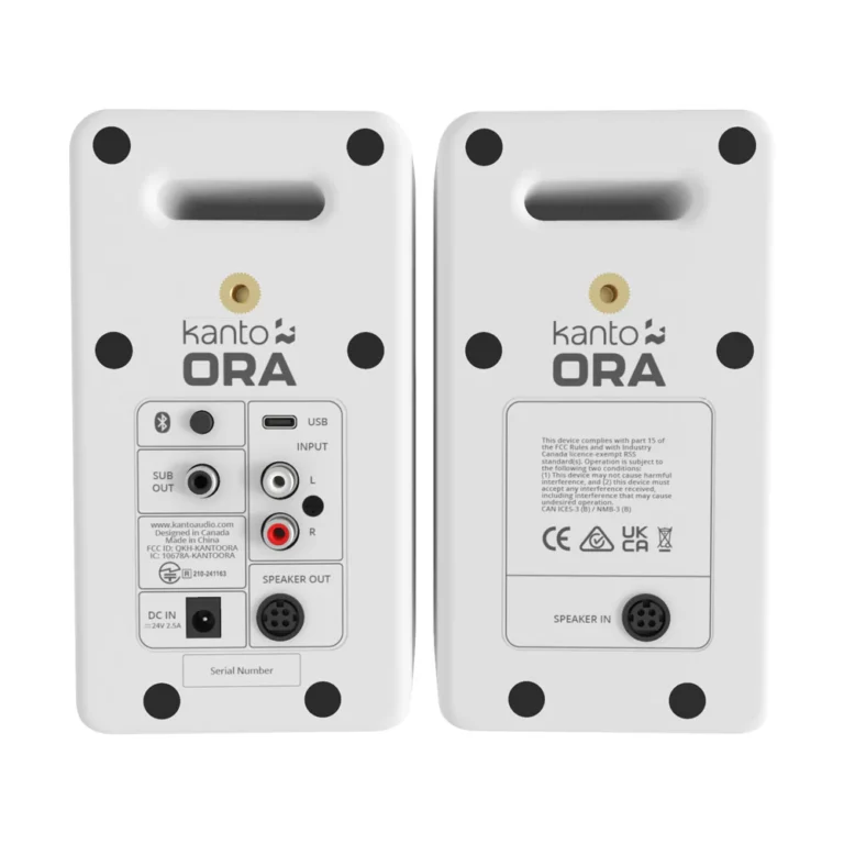 Kanto ORA 100W Powered Reference Desktop Computer Speakers with Bluetooth 5.0 White KO-ORAMW-1
