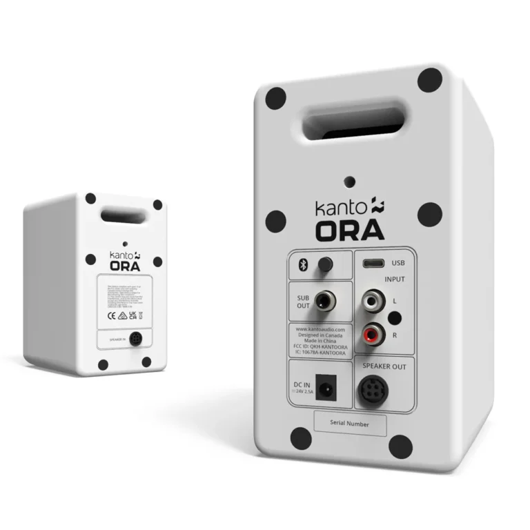 Kanto ORA 100W Powered Reference Desktop Computer Speakers with Bluetooth 5.0 White KO-ORAMW-1