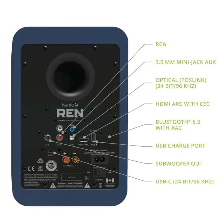 Kanto REN 200W Powered Bookshelf Speakers with Bluetooth Matte Blue KO-RENMU-I
