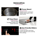 EuroChef 60cm 4 Zone Induction Cooktop 7200W Electric Dual Link Bridged Zone COKICTEC642A