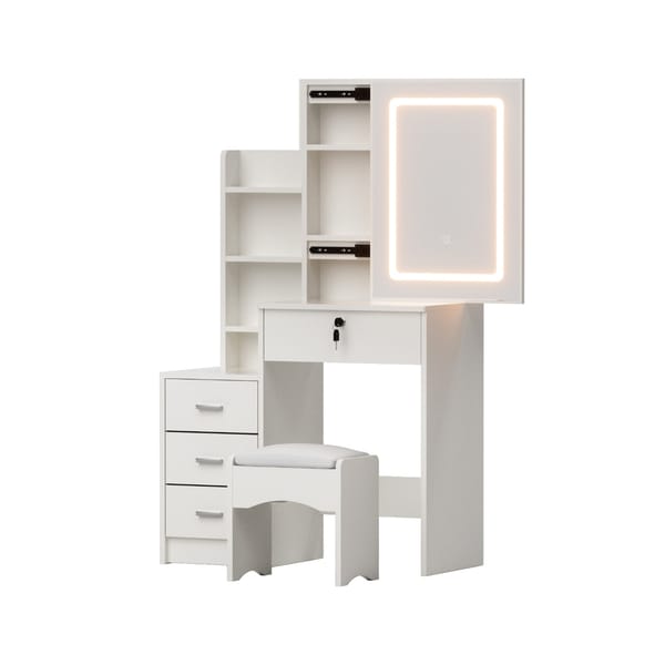 Artiss Dressing Table Vanity Desk Set Stool Led White FUR-V-DRESS05-LED-WH-AB