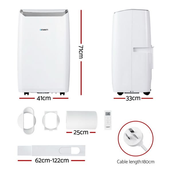 Devanti Portable Air Conditioner Dehumidifier Fan 14000BTU PAC-B-14000-WH