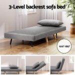 Artiss Sofa Bed Convertible Couch Recliner Lounge Chair Linen Grey SBED-E-FLD01-1S-GY