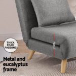 Artiss Sofa Bed Convertible Couch Recliner Lounge Chair Linen Grey SBED-E-FLD01-1S-GY