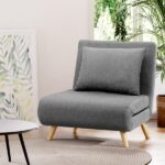 Artiss Sofa Bed Convertible Couch Recliner Lounge Chair Linen Grey SBED-E-FLD01-1S-GY