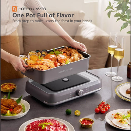 HOPER LAYER Electric Hot Pot 6L – Multifunctional Nonstick Cooker with Grill Boil Simmer & Fry Modes 2000W V940-HG-181-01