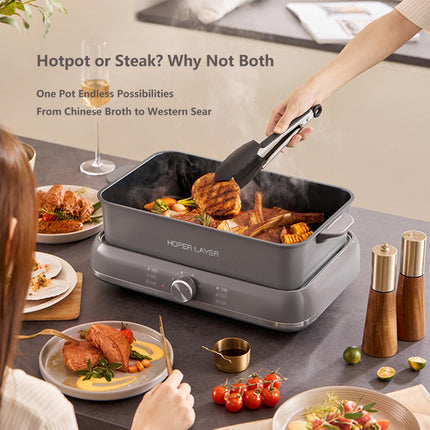 HOPER LAYER Electric Hot Pot 6L – Multifunctional Nonstick Cooker with Grill Boil Simmer & Fry Modes 2000W V940-HG-181-01