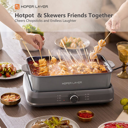 HOPER LAYER Electric Hot Pot 6L – Multifunctional Nonstick Cooker with Grill Boil Simmer & Fry Modes 2000W V940-HG-181-01