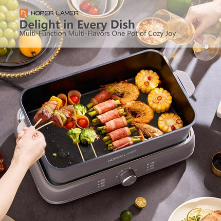 HOPER LAYER Electric Hot Pot 6L – Multifunctional Nonstick Cooker with Grill Boil Simmer & Fry Modes 2000W V940-HG-181-01