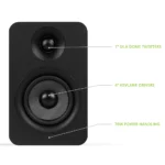 Kanto Pair of YU Passive 4" Speakers with 1" Silk Dome Tweeter and 4" Kevlar Woofer Black KO-YUP4