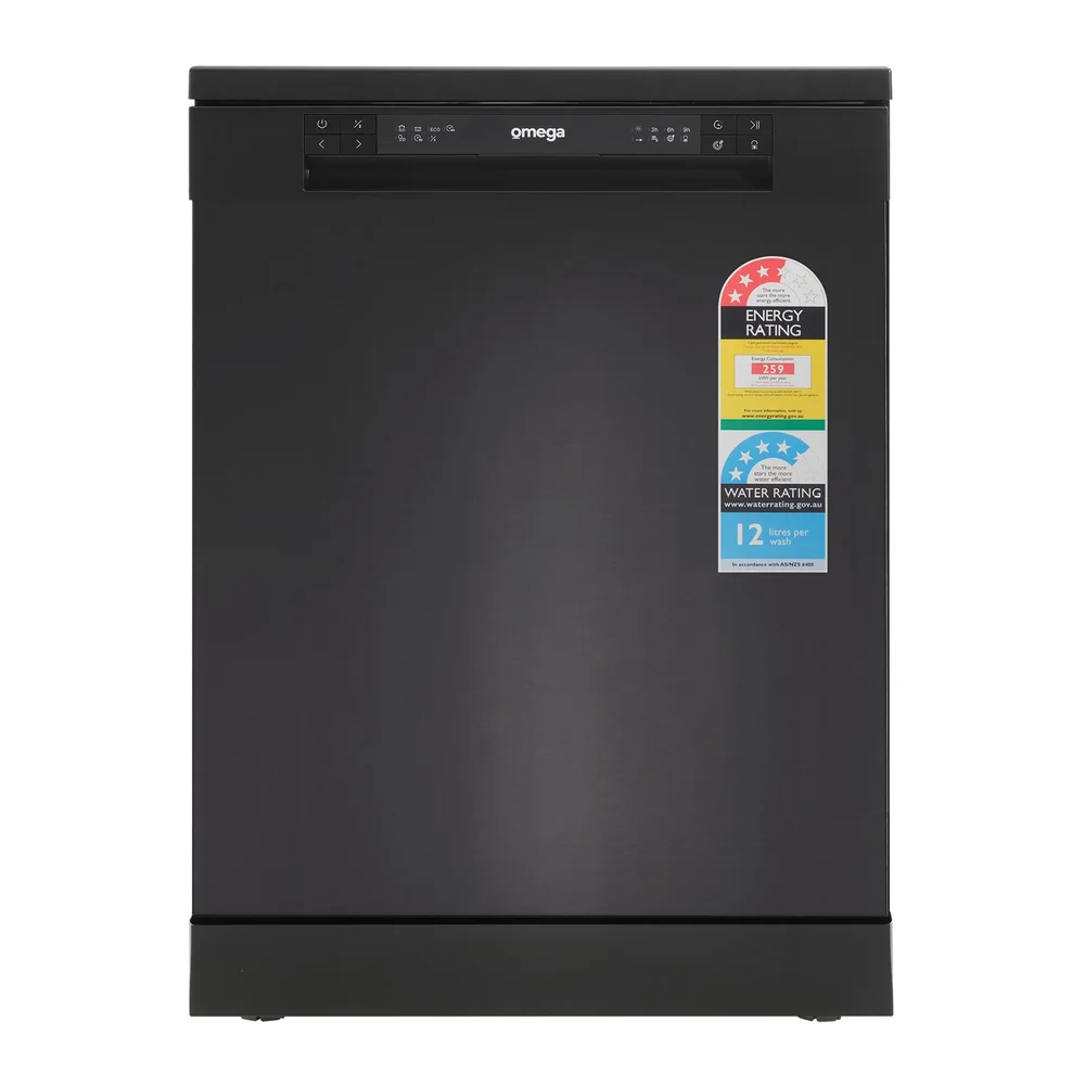 Omega 60cm Freestanding Dishwasher Black ODWF6014BX