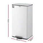 Cefito Pedal Bins Rubbish Bin Waste Recycle Dustbins Kitchen Trash Can 40L White RB-40L-C-WH