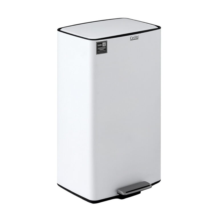 Cefito Pedal Bins Rubbish Bin Waste Recycle Dustbins Kitchen Trash Can 40L White RB-40L-C-WH
