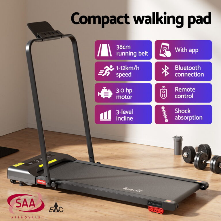 Everfit Treadmill Electric Walking Pad Incline Under Desk 380mm Black TMILL-380H-INC-BK