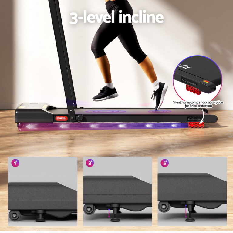 Everfit Treadmill Electric Walking Pad Incline Under Desk 380mm Black TMILL-380H-INC-BK