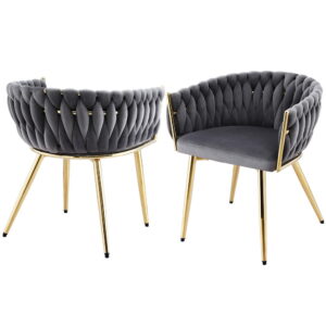 Set of 2 Artiss Dining Chairs Velvet Armchair Grey UPHO-C-DIN-01-VEL-GYX2