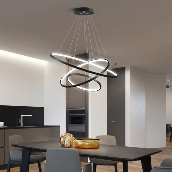 BAMDECOR 18801 Modern LED Chandelier Round Ceiling Lighting with Remote Control V255-BAM-18801/3-BLACK