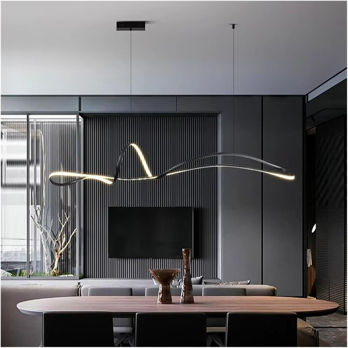 BAMDECOR A210 Modern LED Linear Pendant Lights with Dimmable LED Black V255-BAM-A210-L180