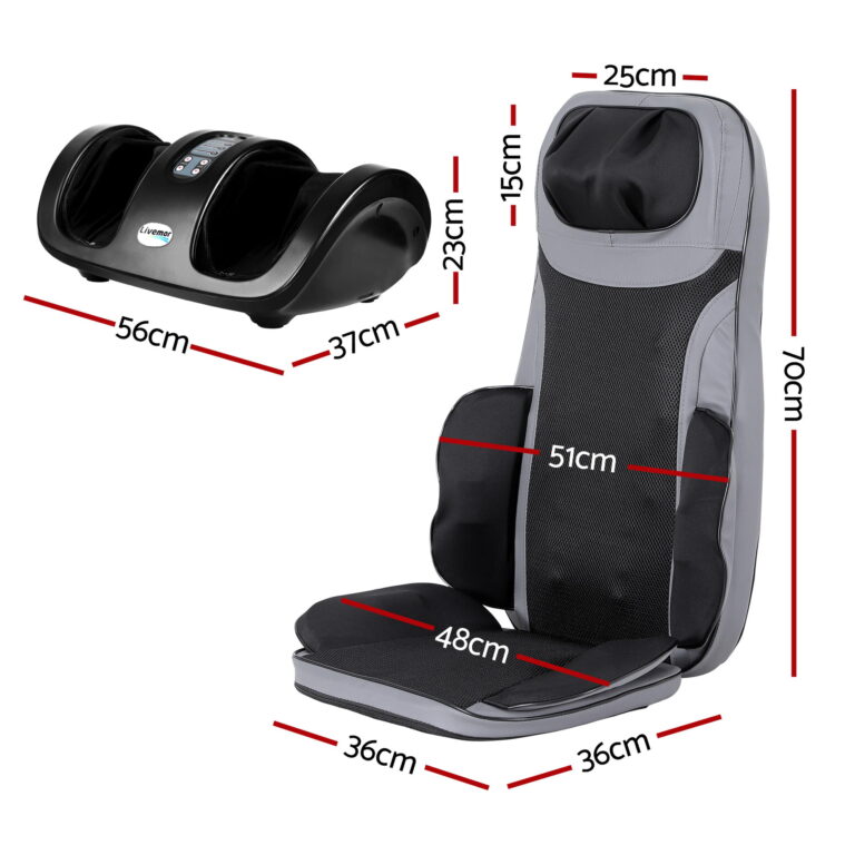 Livemor Full Back Massage Seat Cushion Heating with Kneading Foot Massagers MASSAGE-188-BARON-BK